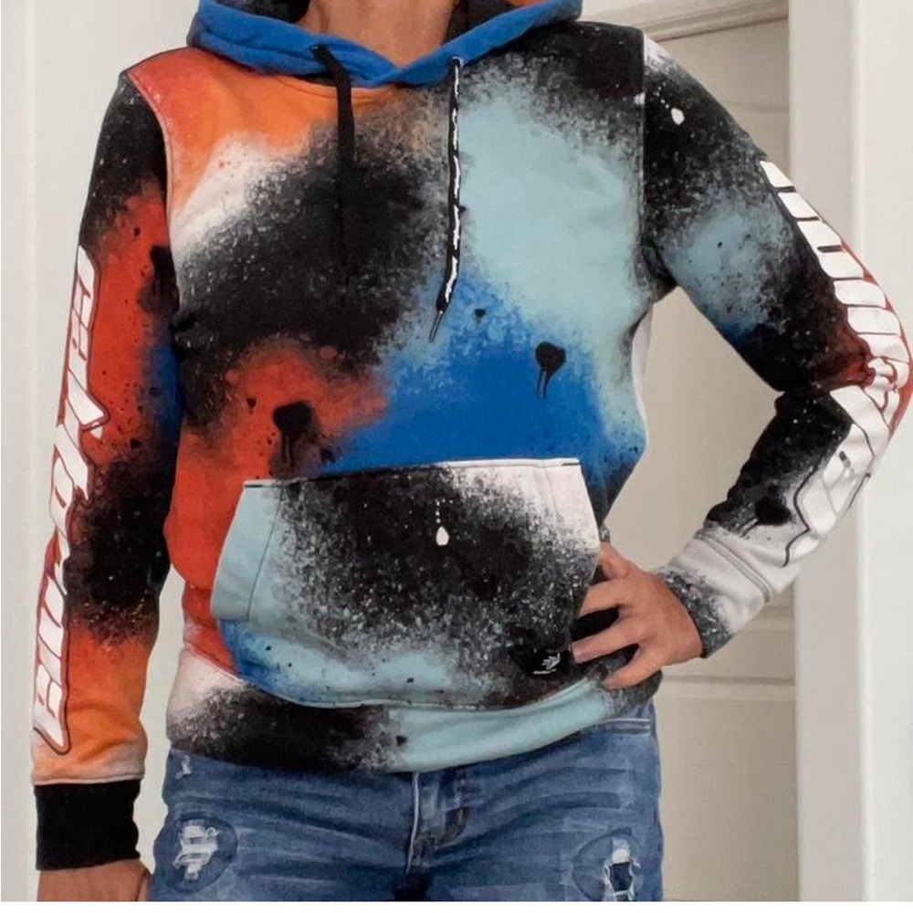 Hollister multicolor splatter graphic print hoodie